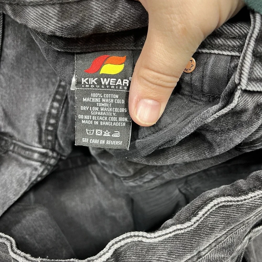 Kik Wear Jeans Mens 32x32 Black Wide Leg Baggy Streetwear Rave Epik Chill